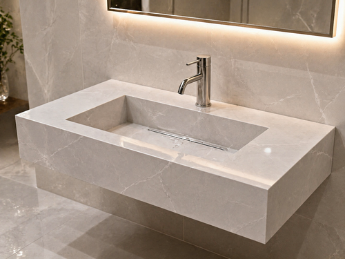 روشویی سرامیکی دیواری طوسی برند سرامید CERAMADE
