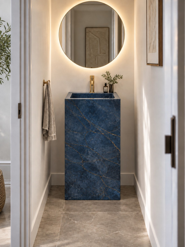 روشویی سرامیکی ایستاده CERAMADE مدل Monolith Lazuli با پرسلان آبی لاجوردی