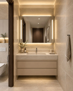 روشویی سرامیکی کابیندار CERAMADE مدل Recess Drawer برای فضای بین دو دیوار