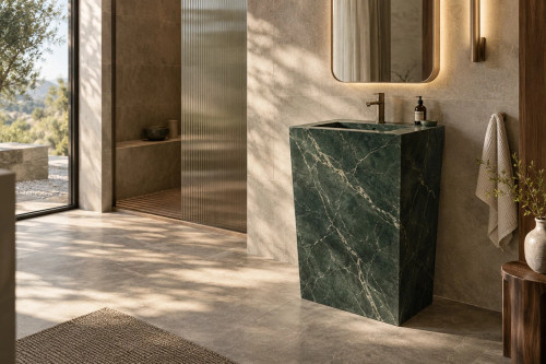 روشویی سرامیکی ایستاده CERAMADE مدل Monolith Verde با پرسلان سبز معدنی