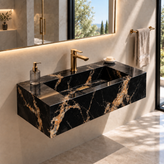 روشویی سرامیکی دیواری CERAMADE مدل Aura Nero Oro سایز ۷۰ سانتیمتر