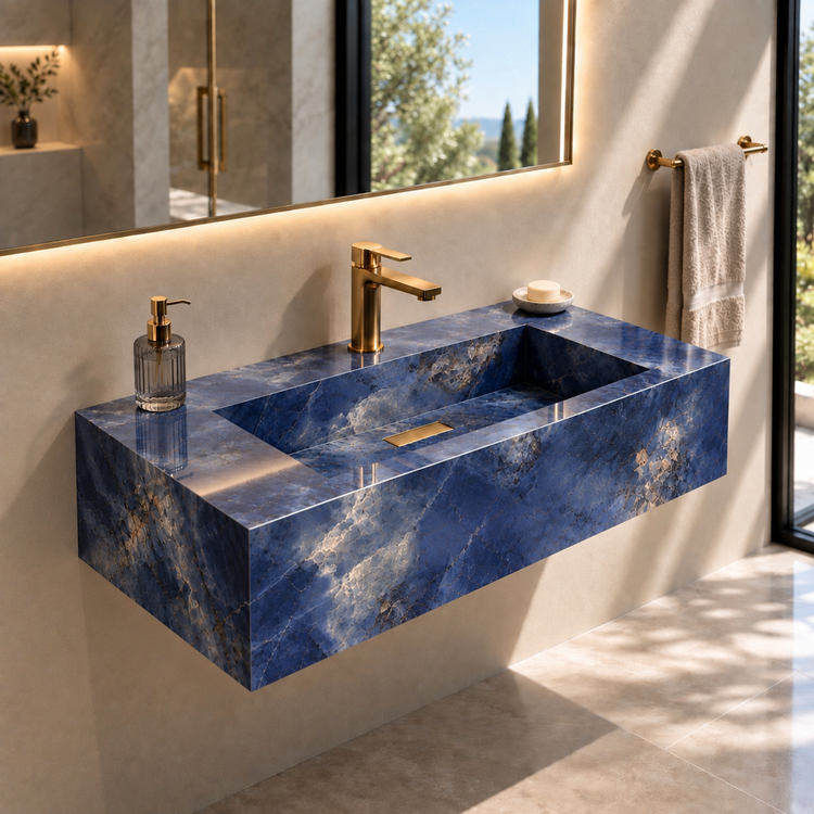 روشویی سرامیکی دیواری CERAMADE مدل Aura Cobalt سایز ۷۰ سانتیمتر